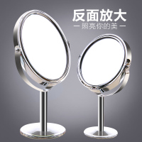 高清双面台式化妆镜不锈钢放大镜梳妆镜 小镜子办公室寝室桌旋转