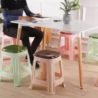 加厚家用成人塑料凳子 塑料胶椅子 餐桌凳圆凳高凳棋牌凳光面凳