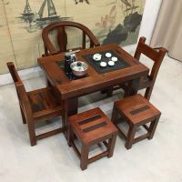 老船木茶桌椅组合现代中式仿古功夫茶台实木小型阳台简约茶几桌椅
