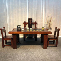 老船木茶桌椅组合实木茶艺桌功夫茶台泡茶桌客厅茶几新中式喝茶桌 135长x80宽x70高单桌(cm)