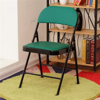 简易凳子靠背椅家用折叠椅子便携办公椅会议椅电脑椅餐椅宿舍椅子 黑腿+绿面