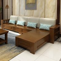实木沙发组合新中式布艺沙发现代简约储物两用客厅家具