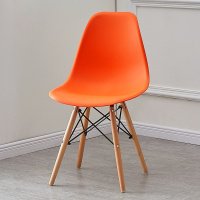现代简约餐椅家用化妆靠背凳子伊姆斯北欧洽谈办公椅子实木书桌椅 桔红色（加强加厚款）