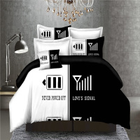 个性四件套情侣2.0床上用品黑白色双人床单被套韩版简约美式4件套