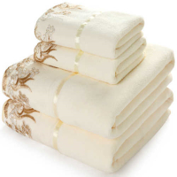 1条浴巾++2条毛两件套1条浴巾1条毛巾|1条浴巾+2条毛巾 蕾丝米白色