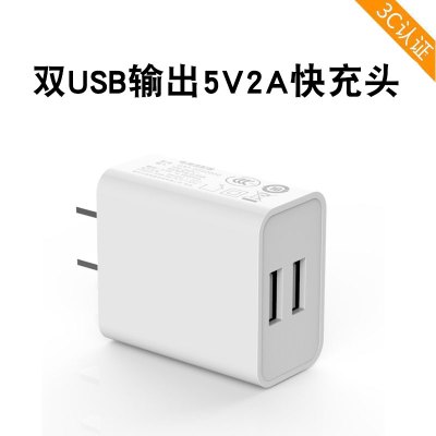 手机快充电器线5v2a适用三星华为opp小米vivo安卓充电头通用usb头|2A双USB充电头(过3C认证)