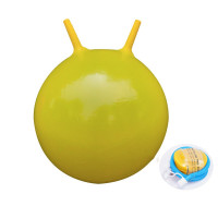 羊角球加厚幼儿园跳跳球儿童玩具瑜伽球手柄球大号充气球 纯色45cm黄色羊角球+脚踏打气筒