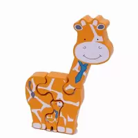 动物木质拼图宝宝简单玩具男女孩儿童手抓拼图 长颈鹿拼图