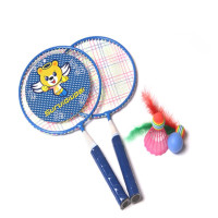 儿童运动球拍玩具 宝宝羽毛球拍幼儿园球类运动玩具男孩女孩3-12岁 2支45cm蓝拍+6球+背包
