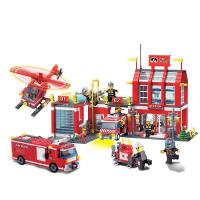 启蒙拼装积木 模拟城市系列消防大队 拼插塑料儿童玩具 11、消防总局
