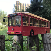 1:43原厂 1:64铰接公交车 北京公交1路 102路 420路 2路巴士客车模型快速公交模型合金 1:43观光车红色