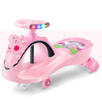 儿童扭扭车女男宝宝婴儿玩具溜溜车带音乐静音万向轮摇摆车0-1-2-3岁 小猪粉静音轮+方向盘音乐灯光