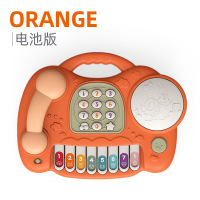 宝宝电话机玩具儿童婴儿女孩按键早教音乐手机儿歌1-3岁0 橙色电池版