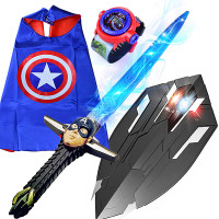 美国队长盾牌新款发光变形爪盾儿童玩具男女孩cos表演装备 美队光剑+爪盾+披风+手表