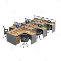首指(SZ)办公职员桌 六人位L型 SZ-BGZ044