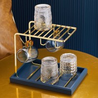 创意轻奢杯子收纳置物架杯架客厅沥水双层茶咖啡杯水杯架