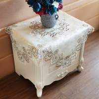 欧式蕾丝布艺镂空花边床头柜白色方桌布遮盖防尘罩多用盖布空调罩|双色花边款 正方:83*83cm