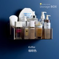 免打孔卫生间化妆品收纳盒浴室墙上卫浴面膜护肤品壁挂厕所置物架|咖啡