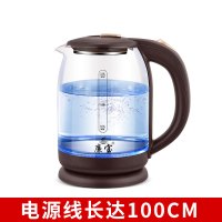 1.8l开烧水壶开水壶透明蓝光玻璃家用快速烧自动断电电热水壶|1.8L蓝光玻璃壶1米长线（咖啡色）