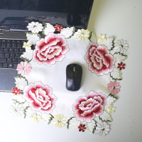 电脑罩笔记本盖布蕾丝绣花茶具小家电多用防尘巾打印机欧式防尘布|牡丹花 方形:40*40cm