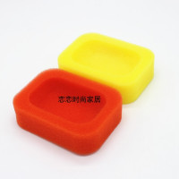 吸水海绵皂盒 沥水便携式香皂托韩国多功能擦玻璃百洁布|长型加大号2个(橘红+黄)能放下透明皂