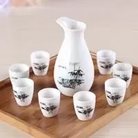 特价陶瓷酒具套装酒壶白酒杯小酒盅清酒具黄酒分酒器白酒杯烈酒杯|竹影简装 默认