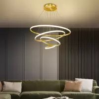 客厅吊灯 圆环形吊灯金色创意个性餐厅灯家用灯具