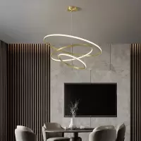 客厅吊灯 现代简约大气家用高档全铜吊灯餐厅个性圆环卧室灯灯具