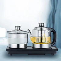 全自动上水电热烧水壶玻璃底部抽水茶具家用电磁炉保温一体煮茶器|典雅黑20*37桶装水款式