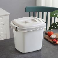 家用塑料厨房装米密封带盖防虫防潮储米箱大米收纳箱食箱面粉桶|灰色 40斤米箱