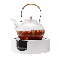 电陶炉煮茶炉家用煮茶壶煮茶器网红玻璃耐温加厚小型烧水蒸茶壶|智能款[白色,配锤纹壶0.9L]