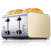 / dl-8590a烤面包机家用多士炉早餐机4片加热吐司机器|金色