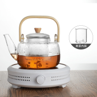 电陶炉茶炉家用小型煮茶器铁银陶壶玻璃壶专用台式烧水炉|白电陶炉+直颈煮茶提梁壶