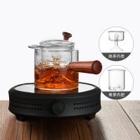 电陶炉茶炉家用小型煮茶器铁银陶壶玻璃壶专用台式烧水炉|黑电陶炉+侧把煮茶壶