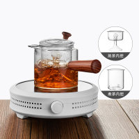 电陶炉茶炉家用小型煮茶器铁银陶壶玻璃壶专用台式烧水炉|白电陶炉+侧把煮茶壶
