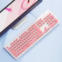 键盘巧克力机械手感朋克usb有线电脑台式笔记本外设打字游戏办公商务家用静音时尚女生粉色可爱创意