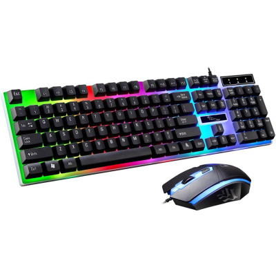 背光键盘键鼠电脑发光游戏机械手感g21有线usb鼠标套装