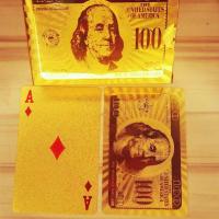 土豪金镀金彩色不掉色塑料黄金创意收藏防水扑克金箔扑克|土豪金美元