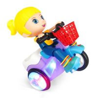 抖音同款儿童电动特技三轮车男女孩万向旋转音乐灯光玩具可充电