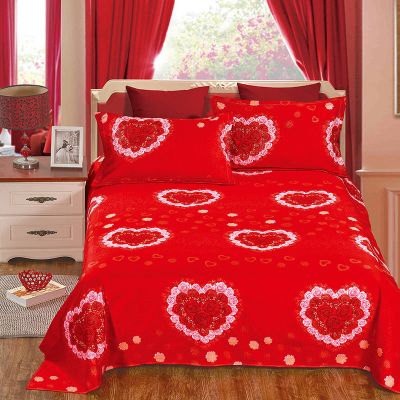 新品结婚床单单件红色床单大红色婚庆1.5米床1.8米床2.0m床双人。