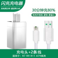 特价5V4AoppoR9s适用闪充oppoA79适用充电器头oppoR7 r11 闪充[1个头+2条线]