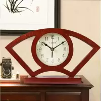 中式钟表坐式创意扇形座钟客厅木质静音台钟贝壳装饰艺术摆件现代简约钟表 贝壳款