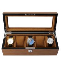 木质手表盒 手表收纳盒收藏盒男女士机械手表盒带锁 大容量 18表位带锁