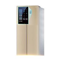 冰箱家用对开门两门电冰箱风冷无霜双变频大容量bcd-480wbpt|卡其色