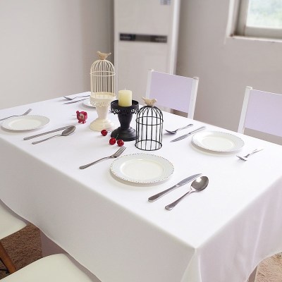白色桌布台布长方形防水酒店餐厅圆桌方桌会议餐布布艺纯色布定制