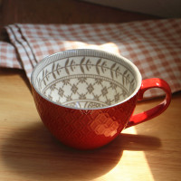 松绿色糖果红|创意个性早餐陶瓷杯大容量麦片家用喝水牛奶咖啡杯微瑕马克杯I6