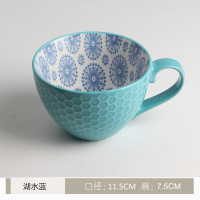 翠绿色蓝绿400Ml|创意个性早餐陶瓷杯大容量麦片家用喝水牛奶咖啡杯微瑕马克杯I6