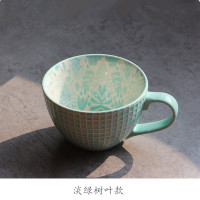 钴绿色400ml|创意个性早餐陶瓷杯大容量麦片家用喝水牛奶咖啡杯微瑕马克杯I6