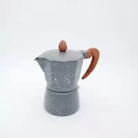 摩卡壶咖啡意式浓缩加厚精车煮咖啡器具电热炉摩卡壶咖啡套装|3人份木纹壶 壶+炉