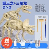 恐龙化石考古挖掘玩具男女孩儿童节diy手工礼物拼装恐龙骨架模型|霸王龙+三角龙+工具*2+配件